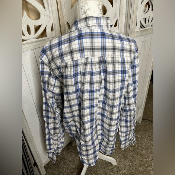 Even Tide Men's Blue Gray Plaid Flannel Shirt Size Xl Long Sleeve Button Up - Picture 2 of 4